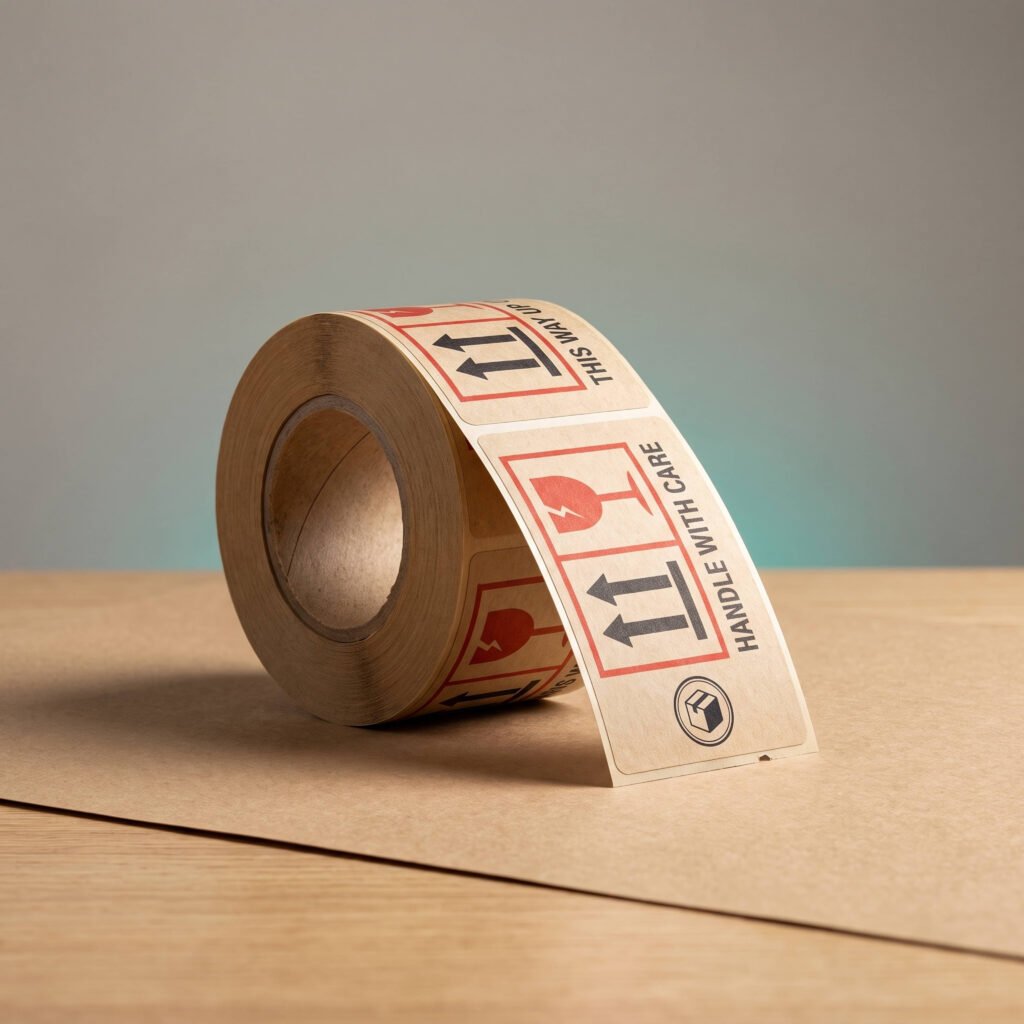 "Handle With Care" Labels — 3x2" (500 roll)